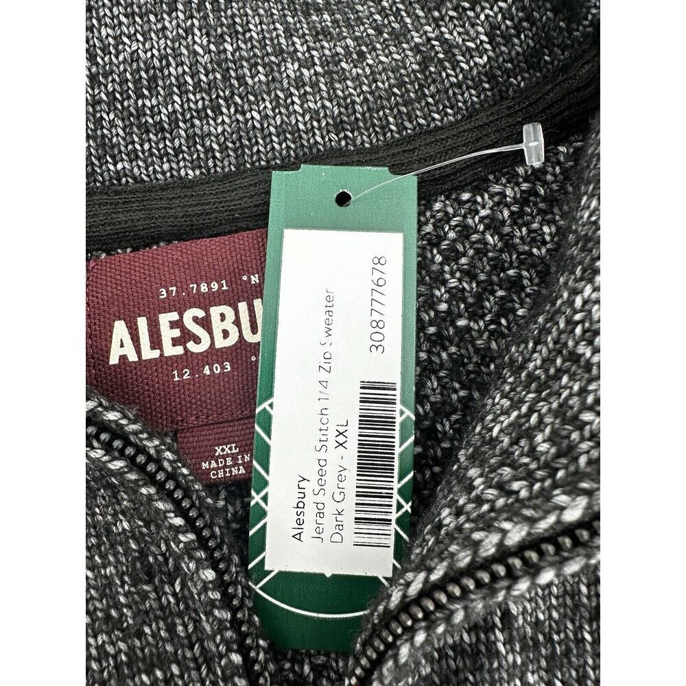 Alesbury Men’s Sweater Sz XXL 3/4 Zip Heavy Thick Knit Preppy Work Office Grey - Picture 2 of 9